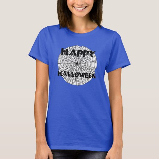 Happy Halloween op Spider Web Womens T-shirt (Voorkant)