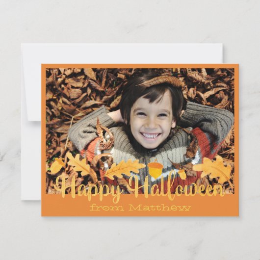 Happy Halloween Orange Acorns Carte photo (Devant)