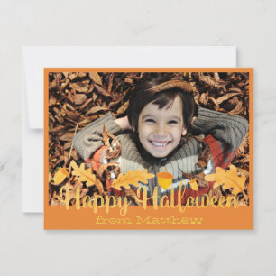 Happy Halloween Orange Acorns Carte photo