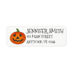 Happy Halloween Oranje Pumpkin Jack o' Lantern Etiket