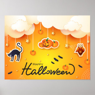 Happy Halloween over de wolken Poster