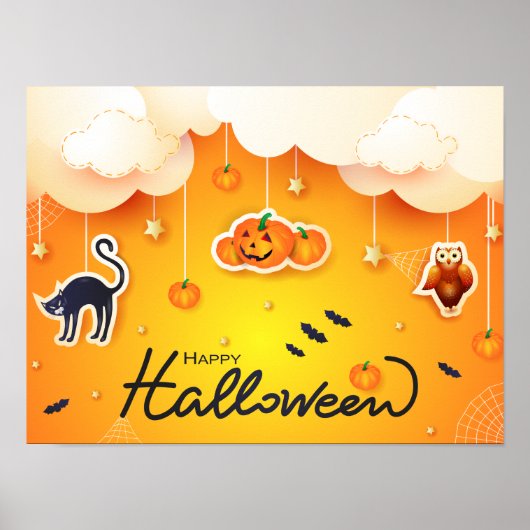 Happy Halloween over de wolken Poster (Voorkant)