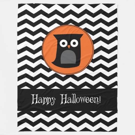 Happy Halloween Owl Fleece Deken (Voorkant)