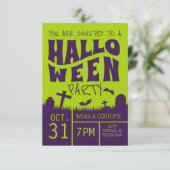 Happy Halloween | Paarse begraafplaats Kaart (Staand voorkant)