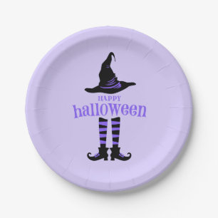 Happy Halloween Paarse heks Party Papieren Bordje