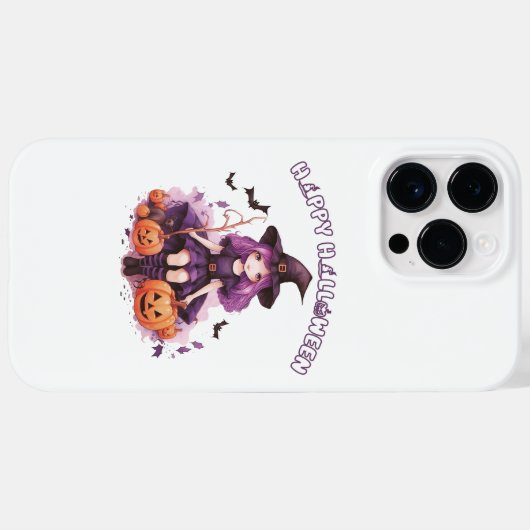 Happy Halloween Paarse heks pompoenen & vleermuize Case-Mate iPhone Case (Achterkant (horizontaal))