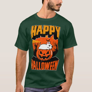 Happy Halloween Party Cute Napping Kawaii Bull Ter T-shirt