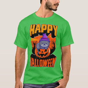 Happy Halloween Party Cute Napping Kawaii Witch Ca T-shirt
