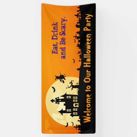 Happy Halloween Party - Eet, Drink en Wees eng Spandoek (Verticaal)