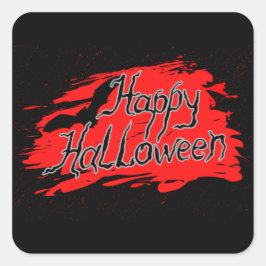 Happy Halloween Party Favors blauw zwart rood Vierkante Sticker