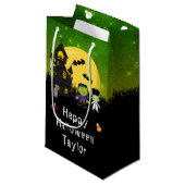 Happy Halloween Party Monsters Green Klein Cadeauzakje (Voorkant Gekanteld)