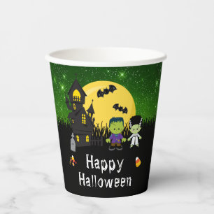 Happy Halloween Party Monsters Green Papieren Bekers
