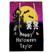 Happy Halloween Party Mummy Dark Pink Medium Cadeauzakje (Achterkant)