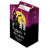 Happy Halloween Party Mummy Dark Pink Medium Cadeauzakje (Achterkant Gekanteld)