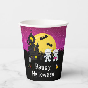 Happy Halloween Party Mummy Pink Papieren Bekers