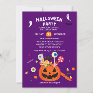 Happy Halloween Party nodiging Kaart