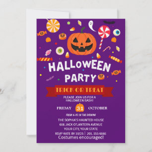 Happy Halloween Party nodiging Kaart