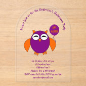 Happy Halloween Party Owl Custom Acryl Uitnodigingen (Voorkant)