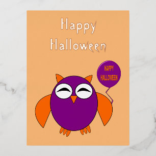 Happy Halloween Party Owl Custom Folie Feestdagen Briefkaart