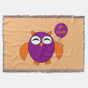 Happy Halloween Party Owl Throw Blanket Deken