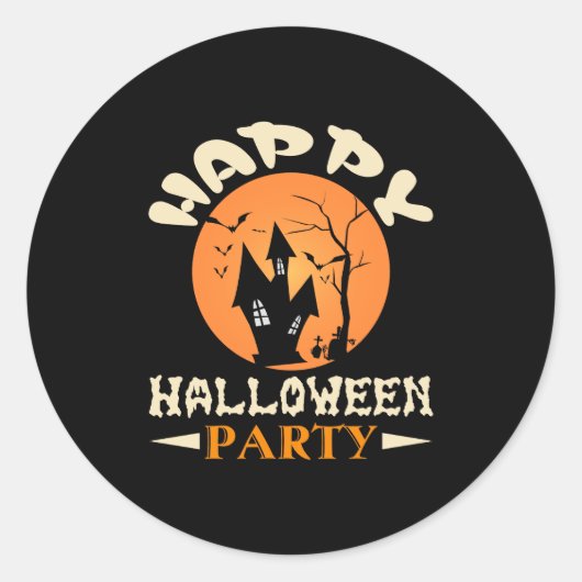 Happy Halloween Party Ronde Sticker (Voorkant)