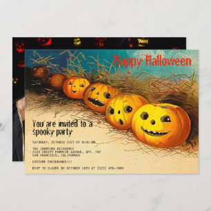 Happy Halloween Party Spooktacular Funny Pumpkins Kaart
