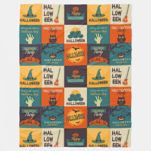 Happy Halloween Pattern Fleece Deken (Voorkant)