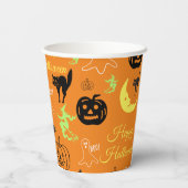 Happy Halloween Pattern Sinaasappel Papieren Bekers (Achterkant)