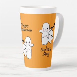 Happy Halloween Personaliseer NAAM Ghosts Bat Latte Mok