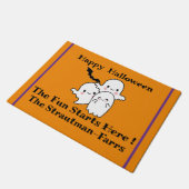 Happy Halloween PERSONALISEREN Ghost Bat Sinaasapp Deurmat (Schuin)