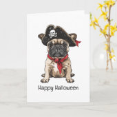 Happy Halloween Pirate Franse Bulldog Kaart (Gele Bloem)