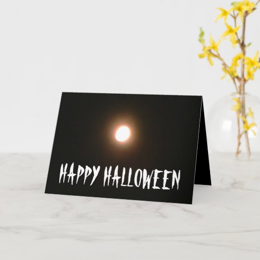 HAPPY HALLOWEEN PLEINE LUNE WEREWOLF carte (Fleur jaune)