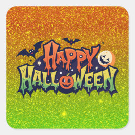 Happy Halloween plezier faux glitter Vierkante Sticker