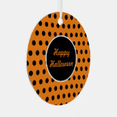 Happy Halloween Polka Dot Metal Ornament (Oranje) (Voorkant Rechts)