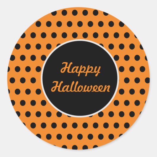 Happy Halloween Polka Dot Round Stickers (Oranje) (Voorkant)