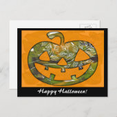 Happy Halloween pompoen - briefkaart uitnodiging (Voorkant / Achterkant)