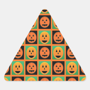 Happy Halloween pompoen gezichten Driehoek Sticker