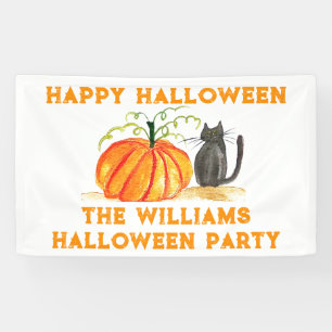 Happy Halloween Pompoen Kat kinder Spandoek