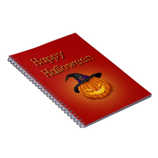 Happy Halloween-pompoen met Pet Notitieboek (Rechterzijde)