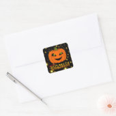 Happy Halloween pompoen met sprankelingen Vierkante Sticker (Envelop)
