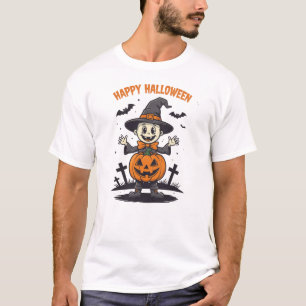 Happy Halloween pompoen T-shirt Spookachtig T-sh