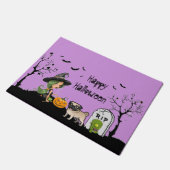 Happy Halloween Pug en Cute Witch Deurmat (Schuin)