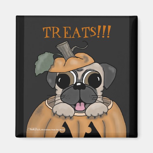 Happy Halloween-Pug in Jack O' Lantern Magneet (Voorkant)
