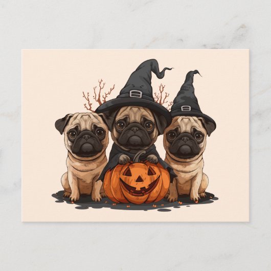 Happy Halloween Pugs Jack O Lanterns Briefkaart (Voorkant)