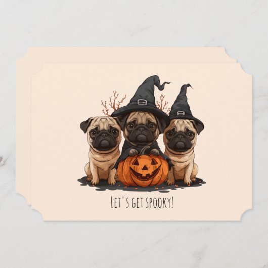 Happy Halloween Pugs Jack O Lanterns Kaart (Voorkant / Achterkant)