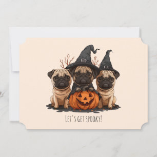Happy Halloween Pugs Jack O Lanterns Kaart