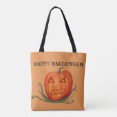 Happy Halloween, Pumpkin Art Canvas tas (Achterkant)