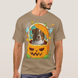 Happy Halloween Pumpkin Aussie Dog Witch Cute Pet T-shirt