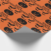 Happy Halloween Pumpkin Bat Minimal Cadeaupapier (Hoek)