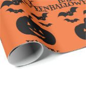 Happy Halloween Pumpkin Bat Minimal Cadeaupapier (Rol Hoek)